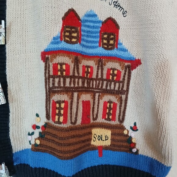 Vintage 90's Eagle's Eye Home Sweet Home Realtor Sweater Vest Women's 3X - Picture 6 of 8